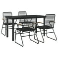 thumbnail image 2 of vidaXL 5 Piece Patio Dining Set Black PVC Rattan, 2 of 11