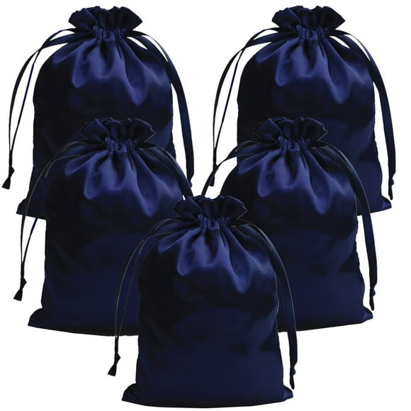 Bolsas de regalo Gbateri, 35 unidades, con cordón satinado de 13 x 18 cm, azul marino