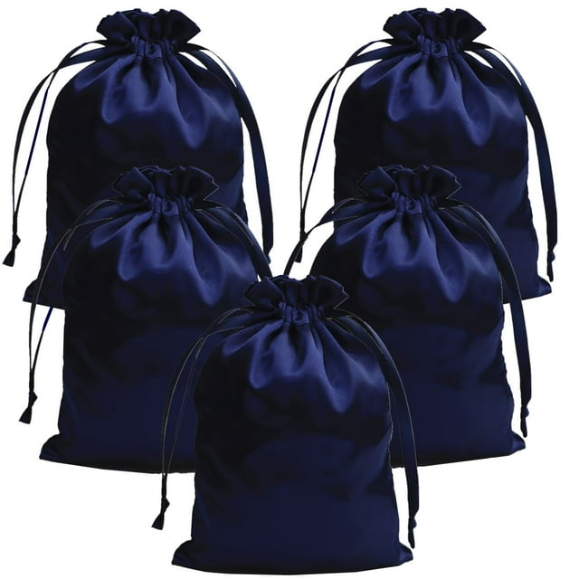 Bolsas de regalo Gbateri, 35 unidades, con cordón satinado de 13 x 18 cm, azul marino