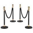thumbnail image 1 of KFFKFF Stanchion Post, 4 Pcs Crowd Control Barrier Set with 2 Black Velvet Ropes, Heavy Duty Stainless Steel Stanchion Post Queue with Hollow Base for Theater(Black), 1 of 9