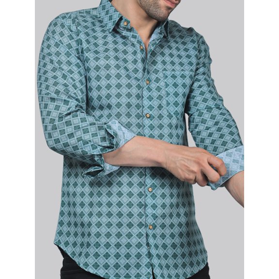 Vivacious Vibes Men's Printed Full Sleeve Casual Linen Shirt