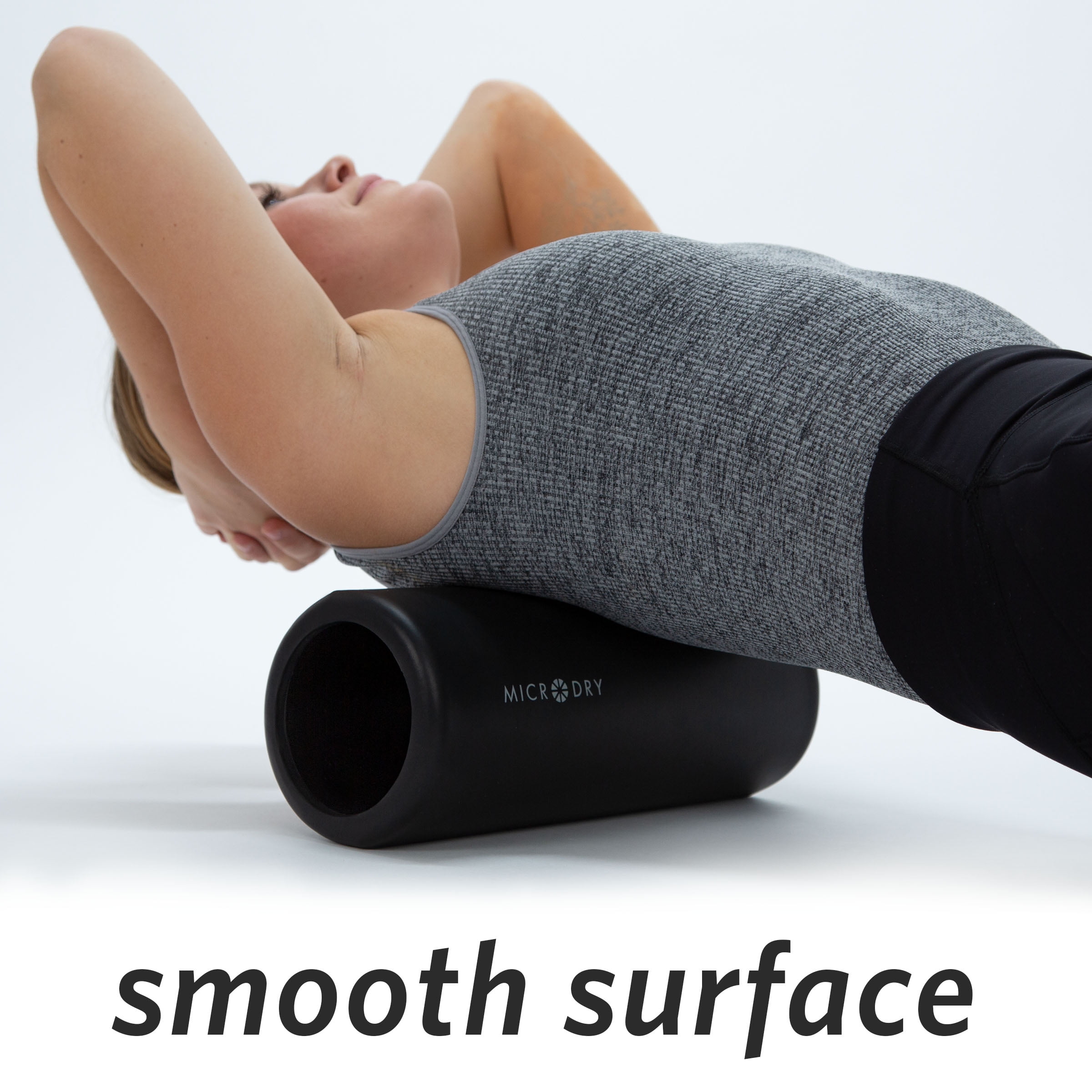 Microdry Fitness Foam Roller for Muscle Relief, Firm, 13" x 5.3", Black