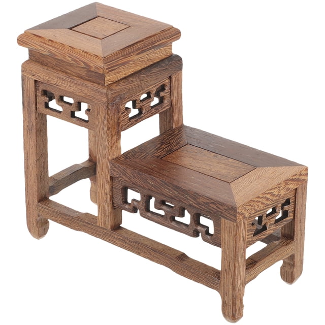 MasteelfCA Wooden Flower Vase Flower Pot Base Flower Pot Stand Tea Pot Collection Display Stand