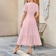 thumbnail image 5 of GEWSEY Womens Summer Casual Maxi Dress V Neck Ruffle Sleeve Sundress Fashion Flowy Tiered Boho Beach Vacation Long Dresses (Pink, L), 5 of 9