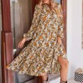 thumbnail image 2 of DHFJKG Bohemian Floral Dresses For Women Long Sleeve Casual Loose Fit Turndown Collar Spring Summer Midi Dress Beach OutFits Trendy Dresses, 2 of 5