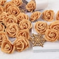 thumbnail image 5 of Artificial Rose Flower Heads, Real Looking Gold Yellow Foam Fake Roses for DIY Wedding Baby Shower Centerpieces Arrangements Party Tables Home Decorations (Gold Yellow, Stemless), 5 of 5