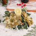 thumbnail image 4 of Luxcidy Christmas Candle Rings,9 In Artificial Poinsettia Candle Rings, Red Berry Gold Pinecones Candle Ring Holder Christmas Decoration for Pillars Rustic Wedding Centerpiece Table Decor(Gold), 4 of 6