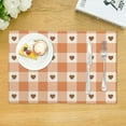 thumbnail image 3 of DouZhe Polyester Placemats Set of 4, Romantic Brown Hearts Checkered Pattern Heat Resistant Place Mats for Dining Table, 12" x 18", 3 of 7