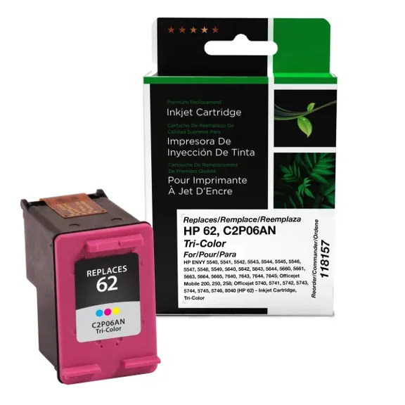 Remanufactured Clover Imaging Tri-Color Ink Cartridge compatible with HP 62 (C2P06AN)