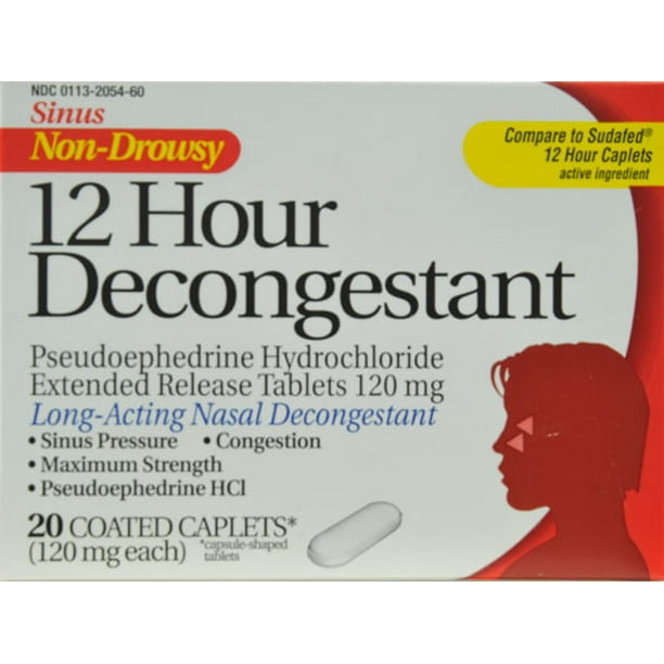 Sinus NonDrowsy 12 Hour Decongestant Caplets, 20 Count