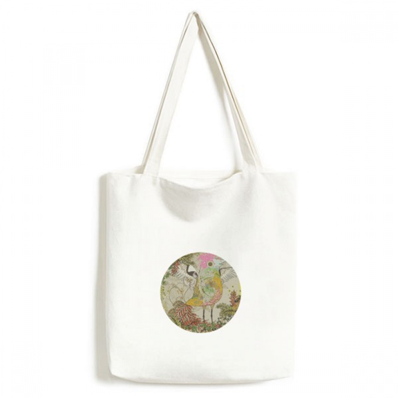 Flower Bird Wing Ukiyo-e Japan Tote Canvas Bag Shopping Satchel Casual Handbag