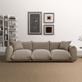 thumbnail image 2 of 100'' Ovesized Modern Boucle Upholstery Sleeper Sofa with 2 Pillows, Comfy 3 Seats Sleeper Couch with Wood Legs, for Livingroom, Apartment, Office, Light Coffee, 2 of 6