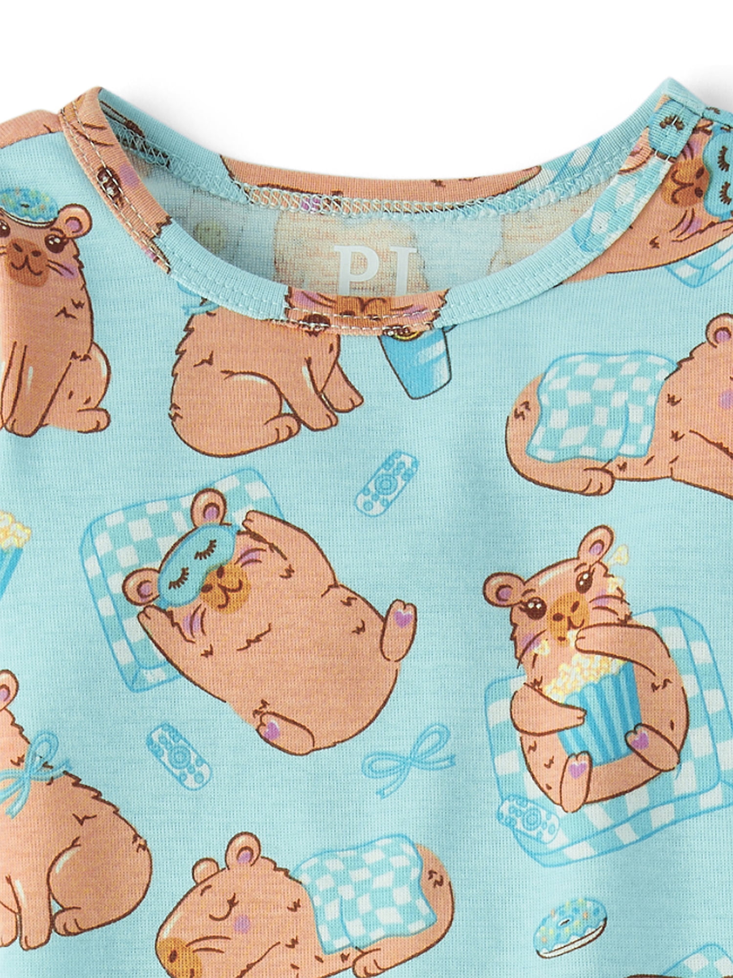 The Children's Place Baby & Toddler Girls Short Sleeve Capybara Snug Fit PJs, Sizes NB-6T