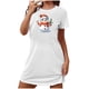 thumbnail image 2 of Camisón corto navideño para mujer, talla grande, cuello redondo, manga corta, estampado en el pecho, vestido de noche para mujer, 2 of 3