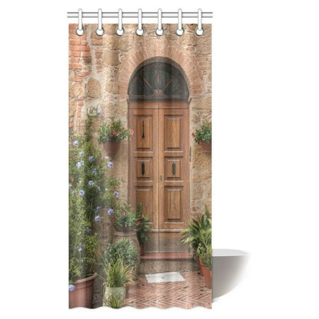 Pop Tuscan Decor Shower Curtain Medieval Facade Italian Rustic