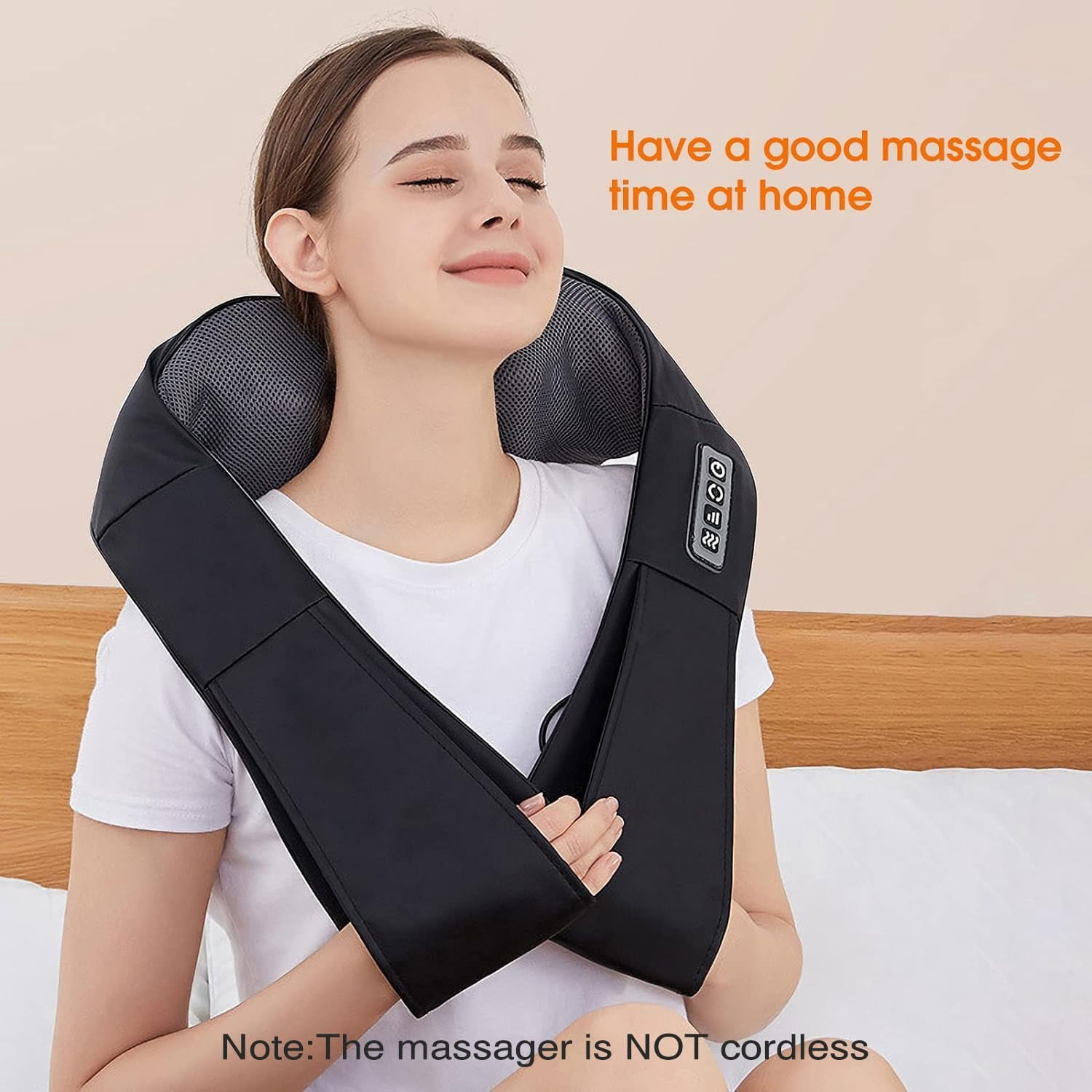 AERLANG Shiatsu Neck and Shoulder Massager, Back Massager with Heat Deeper Tissue Kneading Massage for Shoulder, Neck and Back Massage Electric Massagers-Fathers Day Gift Ideas (NOT Cordless)