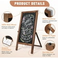 thumbnail image 5 of Solid Wood Frame Chalkboard with Stand - 40" x 20" Magnetic Double Sided Sandwich Board Signs Outdoor Chalk Board Easel Pizarra for Menu, Business, Wedding - Rustic Brown, 5 of 16