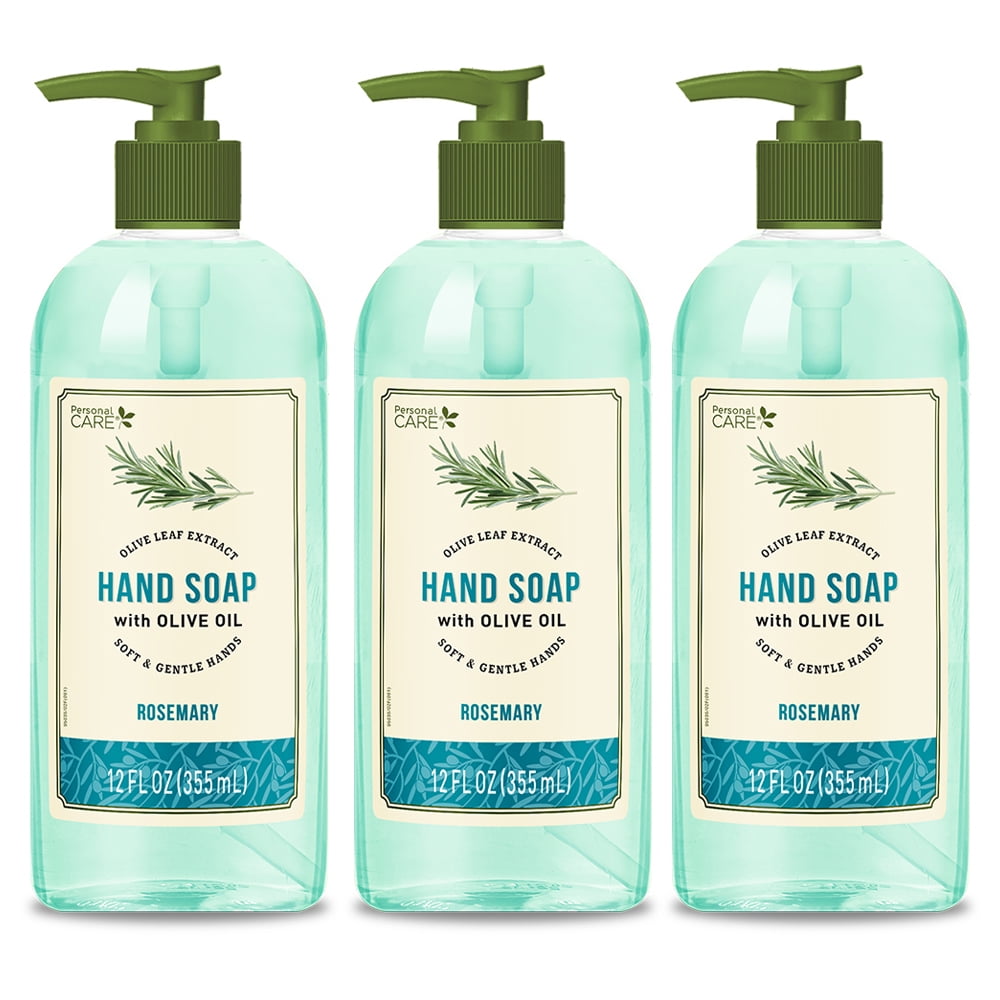 Personal Care Rosemary Hand Soap with Olive Oil. For Soft and Gentle Hands. Perfect for the Entire Family. 12 fl.oz / 355 ml. Pack of 3
