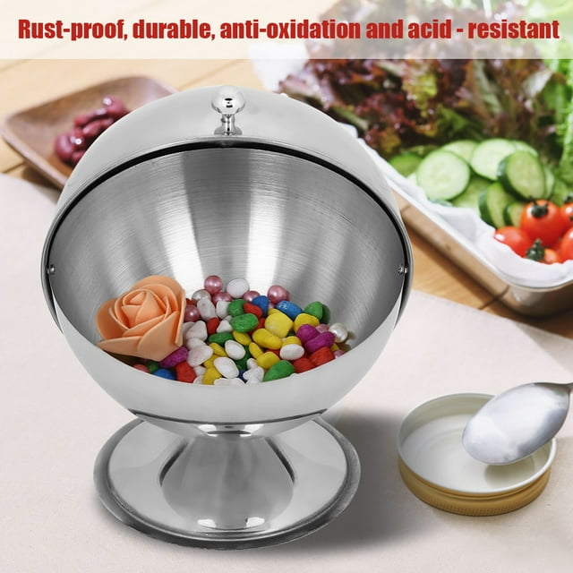 Unique Stainless Steel Spherical Seasoning Bottle Restaurant Kitchen Spice Storage Container Bowl