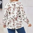 thumbnail image 4 of Xyxonk Women's Tops Plus Size Long Length Long Sleeve Loose Fit Shirt Crew Neck Pleated Vintage Floral Print Blouses Dressy Casual Fall Outfits L-5X, 4 of 5