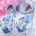 thumbnail image 1 of Sandalias de Disney para niñas, zapatos de princesa Elsa Frozen 2, zapatos de cristal para niñas pequeñas, zapatos de tacón alto para niños, zapatos de princesa para pasarela, plantilla de 17,9 CM Gao Jinjia LED, 1 of 2