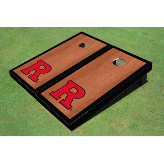 Rutgers University Black Rosewood Matching Border Cornhole Boards