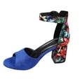 thumbnail image 2 of Viluyesy Womens Block Heeled Sandals, Floral Chunky Ankle Strap Open Toe Office Wedding Party Shoes Blue, 2 of 9