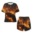 thumbnail image 2 of Yiaed Cool Fire Man Print Short Sleeve Pajama Sets for Women Casual Crew Neck 2 Piece Lounge Sets Women's Short-Sleeved Pajama-Medium, 2 of 5
