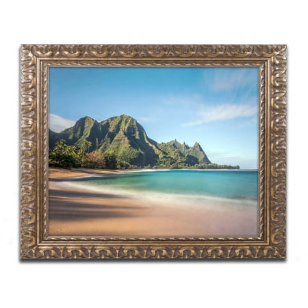 Trademark Fine Art Makua Beach Kauai Canvas By Pierre Leclerc Trademark Fine Art Makua Beach Kauai Canvas By Pierre Leclerc Gold Ornate