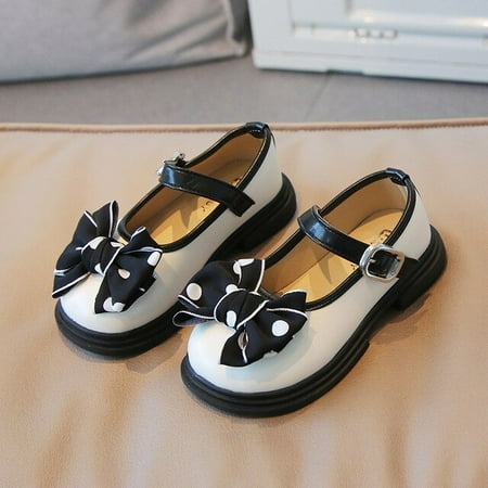 

DancePeanut Kids Girls Princess Polka Dots Butterfly-Knot Casual Shoes Children Girls Hook & Loop Bowtie Flats Size 26-35