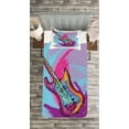 thumbnail image 3 of Ambesonne Music Quilted Bedspread Set 2 Pcs, Guitar Instrument, Twin Size, Lavender Magenta, 3 of 3