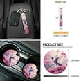 thumbnail image 6 of Yuyamidu Hummingbird Car Front Seat Covers Full Set of 12 Pink Flower Steering Wheel Cover Safe Belt Pads Armrest Pad Coasters Garbage Can Rear View Mirror Cover Keychain Air Vent Storage Holder, 6 of 6