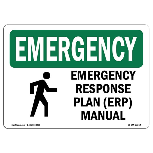 OSHA EMERGENCY Sign Response Plan (ERP) Manual With Symbol Made in