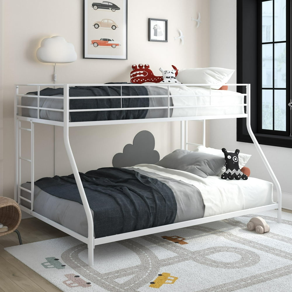 Mainstays Small Space Junior Twin over Full Bunk Bed, White Metal