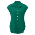 thumbnail image 4 of Women's Fashion Solid Button Shirt Female V-Neck Loose T-shirt Blouse, 4 of 5