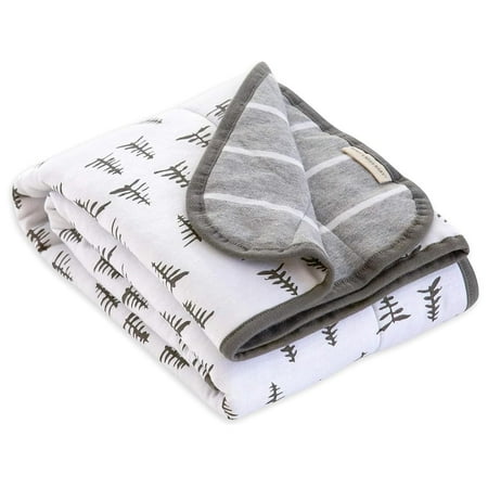 Burt's Bees Baby Pine Forest Organic Cotton Reversible Blanket in Heather Grey