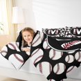 thumbnail image 4 of Homewish Cartoon Monogrammed M Bedding Comforter Set for Boys, Black White Baseball Print Twin Comforter Sets, Cartoon Theme Reversible Bedding Set, Microfiber Bedroom Decor, 2-Piece, 4 of 8