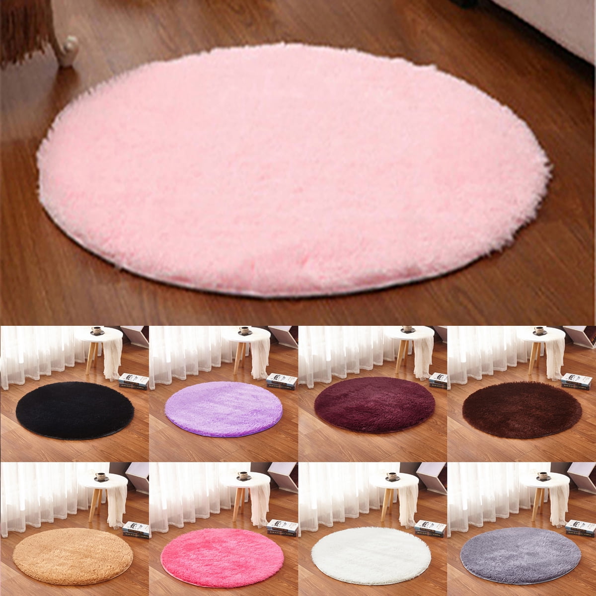Travelwant Round Rug for Bedroom,Fluffy Circle Rug for Kids Room,Furry Carpet for Teen's Room