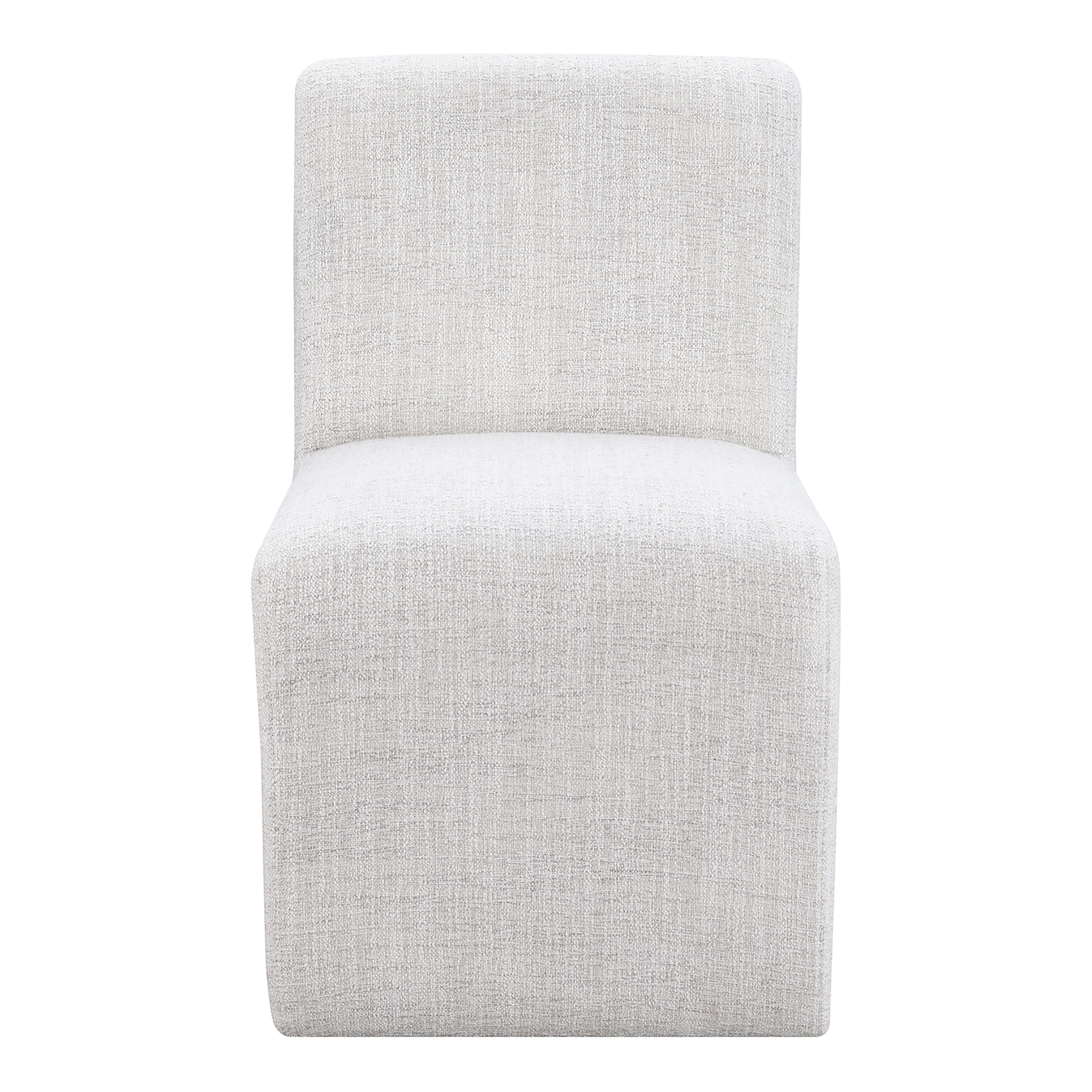 Furniture of America Jaine Modern Fabric Solid Back Dining Side Chairs with Casters, Pristine White (Set of 2)