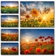 thumbnail image 2 of Pósteres de arte de paisaje de sol y campo de girasoles vintage al atardecer, impresiones en lienzo, cuadros de pared para la decoración del hogar de la sala de estar, 2 of 5