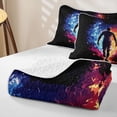 thumbnail image 4 of Feelyou Neon Soccer Print Quilt Full for Boys, Flame Athlete Full Bedspread Sets, Multicolor Black, 3-Piece, 4 of 7
