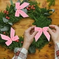 thumbnail image 4 of 24 Pcs Pink Velvet Bows for Christmas Tree,Pink Bows Velvet Ornaments Christmas Tree Bow for Gift Wrapping Door Vintage Garland Wreath,Rustic Holiday Decor-1" Wide,3.5 x 3.5 Inch, 4 of 12
