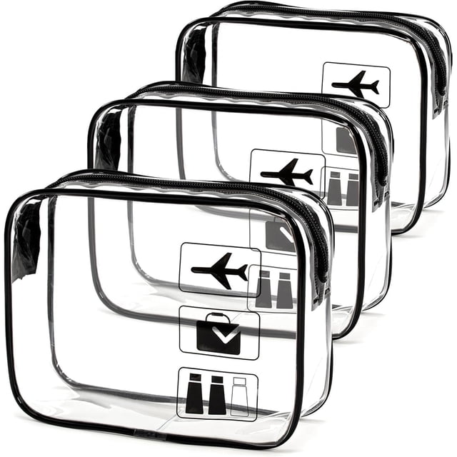 Cosmetiquera Transparente PVC para Maquillaje, 3 Pack Bolsa Transparente de Viaje, Neceser Impermeable para Viaje Avion, Neceser Maquillaje Portátil para Liquidos Bolsas de Aseo para Hombres y Mujeres