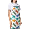 thumbnail image 4 of Easygdp Colorful Dinosaur Apron Waterdrop Resistant with 2 Pockets,Oil Resistant Cooking Kitchen Chef Apron for Women Men, 4 of 7