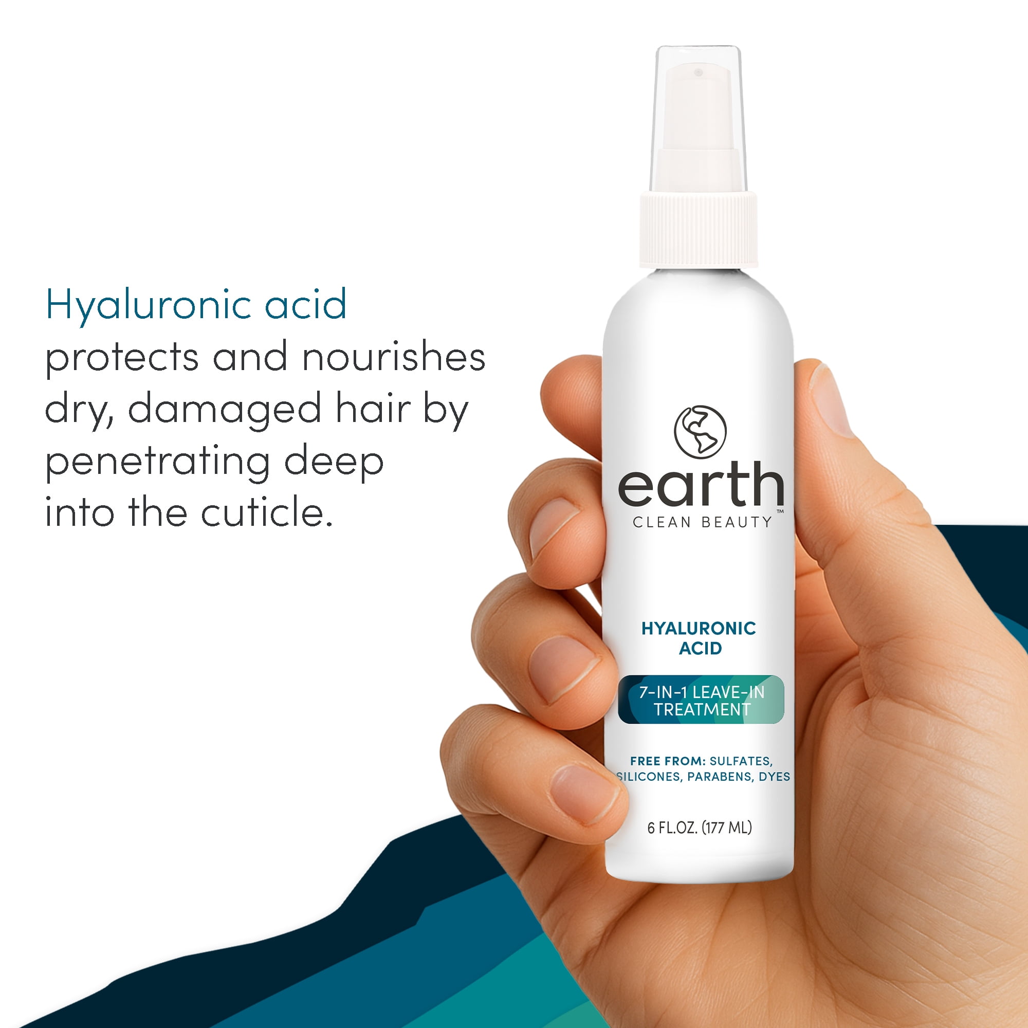 earth Clean Beauty 7-in-1 Leave-In Treatment with Hyaluronic Acid, 6 fl oz.