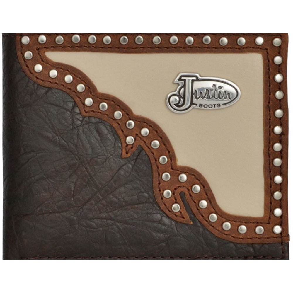 JUSTIN Justin Western Wallet Mens Bifold Inlay Concho Shoulder Brown