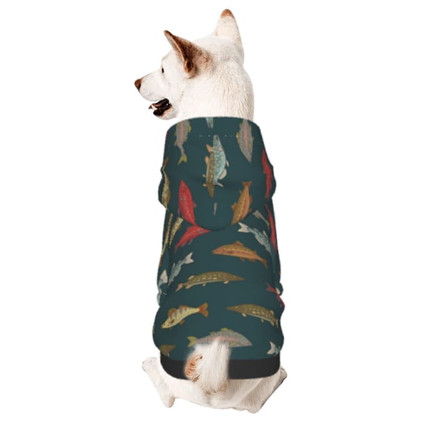Fotbe River Freshwater Fish Sudadera con Estampado para Perros Pequeños – Suéter con Capucha para Mascotas, Tela Suave de Forro Polar con Bolsillo-Medium