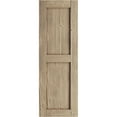 thumbnail image 2 of Ekena Millwork 12"W x 70"H Rustic Two Equal Panel Flat Panel Sandblasted Faux Wood Shutters (Per Pair), Primed Tan, 2 of 11