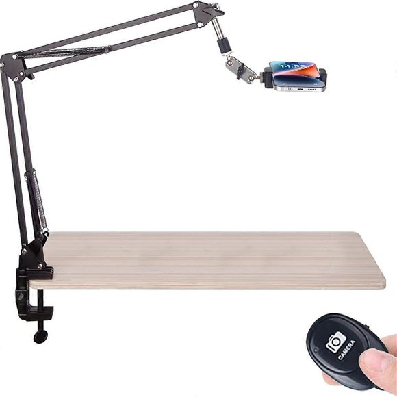 Phone Holder, Fixed for Shootingand Scanning, Suitable for Desks, Desks,Kitchens, with Clip for Photo Album Scanning