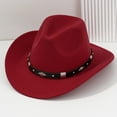 thumbnail image 2 of UJNDER Stylish Unisex Cowboy Hat Featuring Metal Details for Concerts Outdoor Gatherings and Parties Elegant Western Fashion Accessory Red, 2 of 3